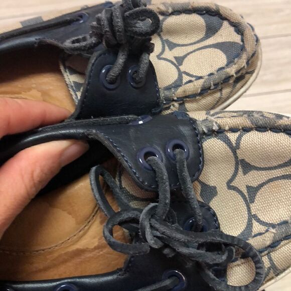 Coach Richelle boat shoes navy coach logo 7 - Picture 7 of 8